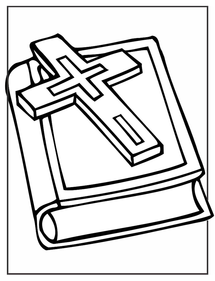 Download Cross and Bible Coloring Page
