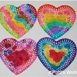 Painted Doily Hearts