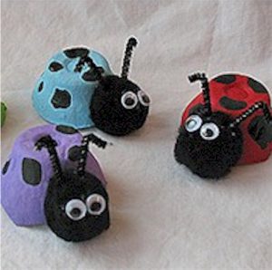 Colorful Egg Carton Lady Bugs