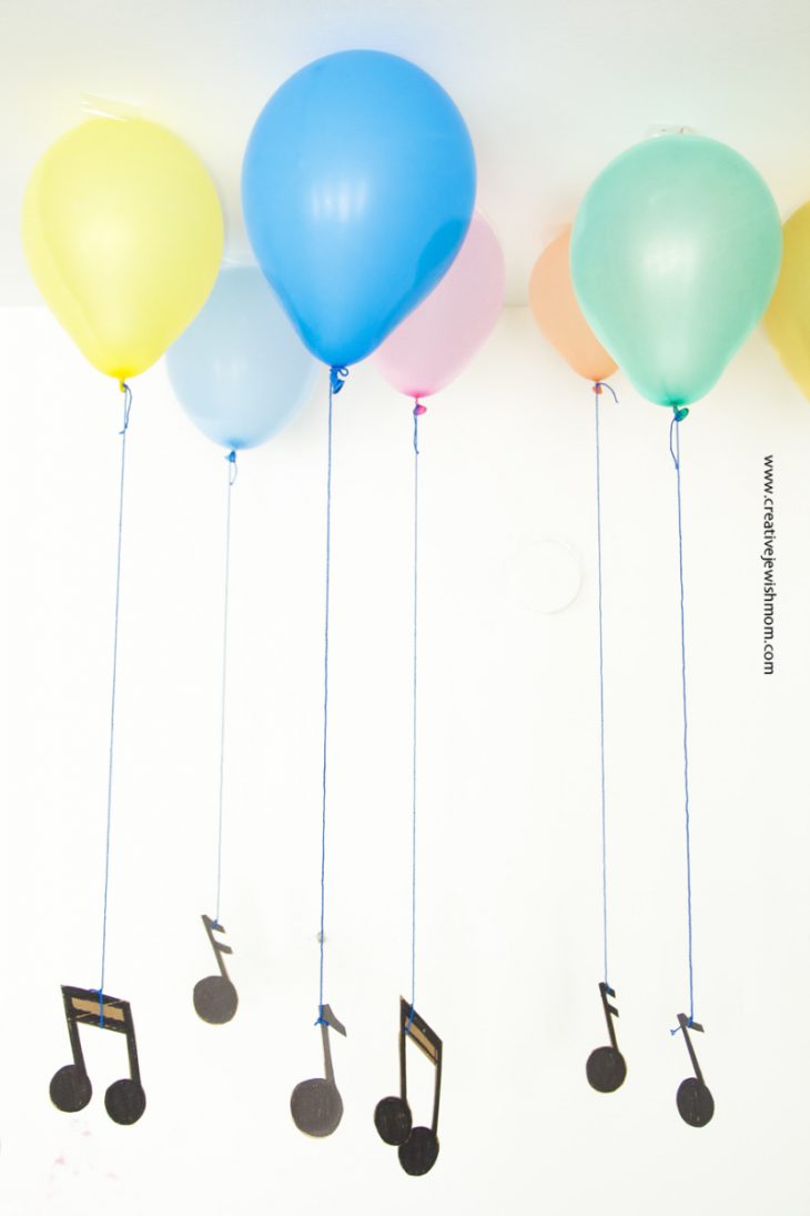Faux Floating Balloons with Musical Notes