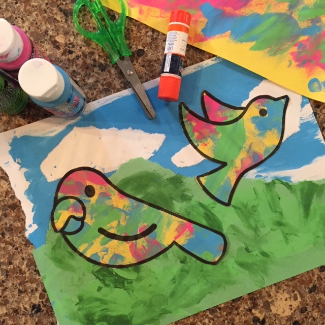 Recycled Finger Paint Birds