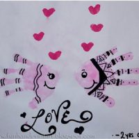 Kissing Handprint Valentine Fish