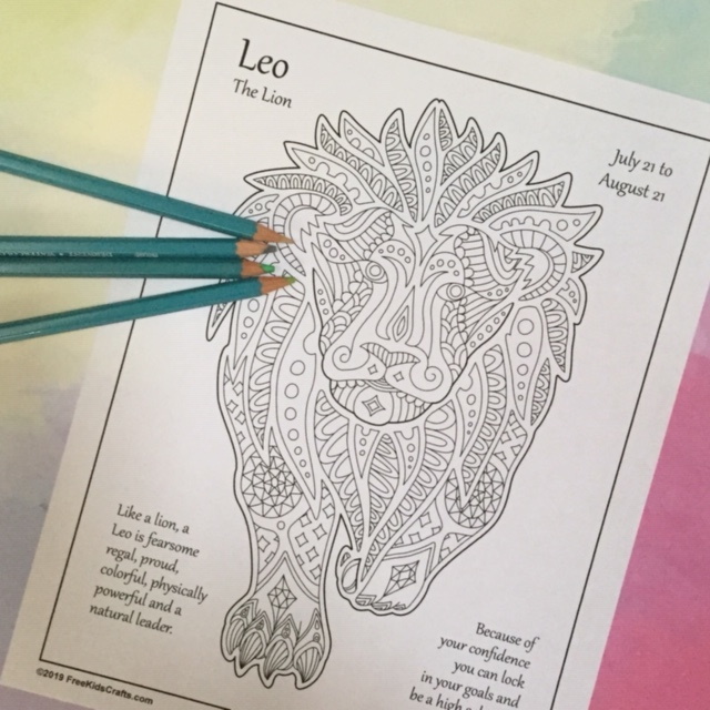 August Zodiac Coloring Page (Leo)