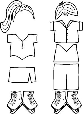skating costumes for paper dolls in black and white