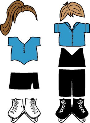 skating costumes for paper dolls in color