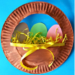 Easter Eggs In A Paper Plate Basket
