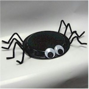 Spider made with black paper plate and pipe cleaners