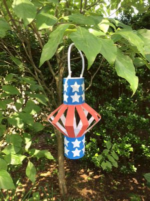 Red, White and Blue Lantern made to blow in the wind.