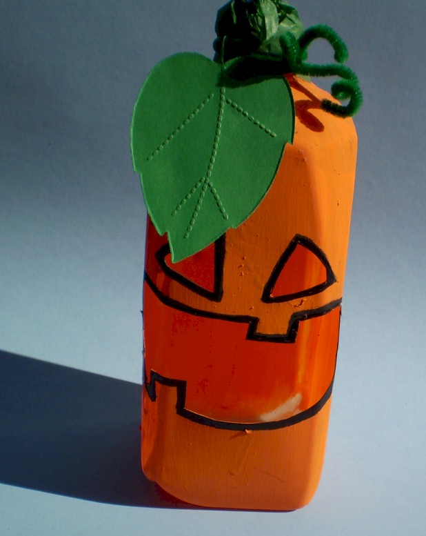 Recycled Milk Jug Pumpkin Candy Holder