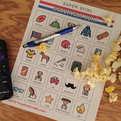 Printable Super Bowl Scavenger Hunt for kids