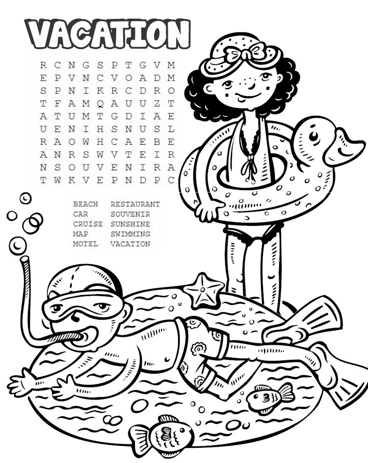 Printable Vacation Word Search