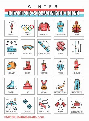 Winter Olympic Scavenger Hunt Printable
